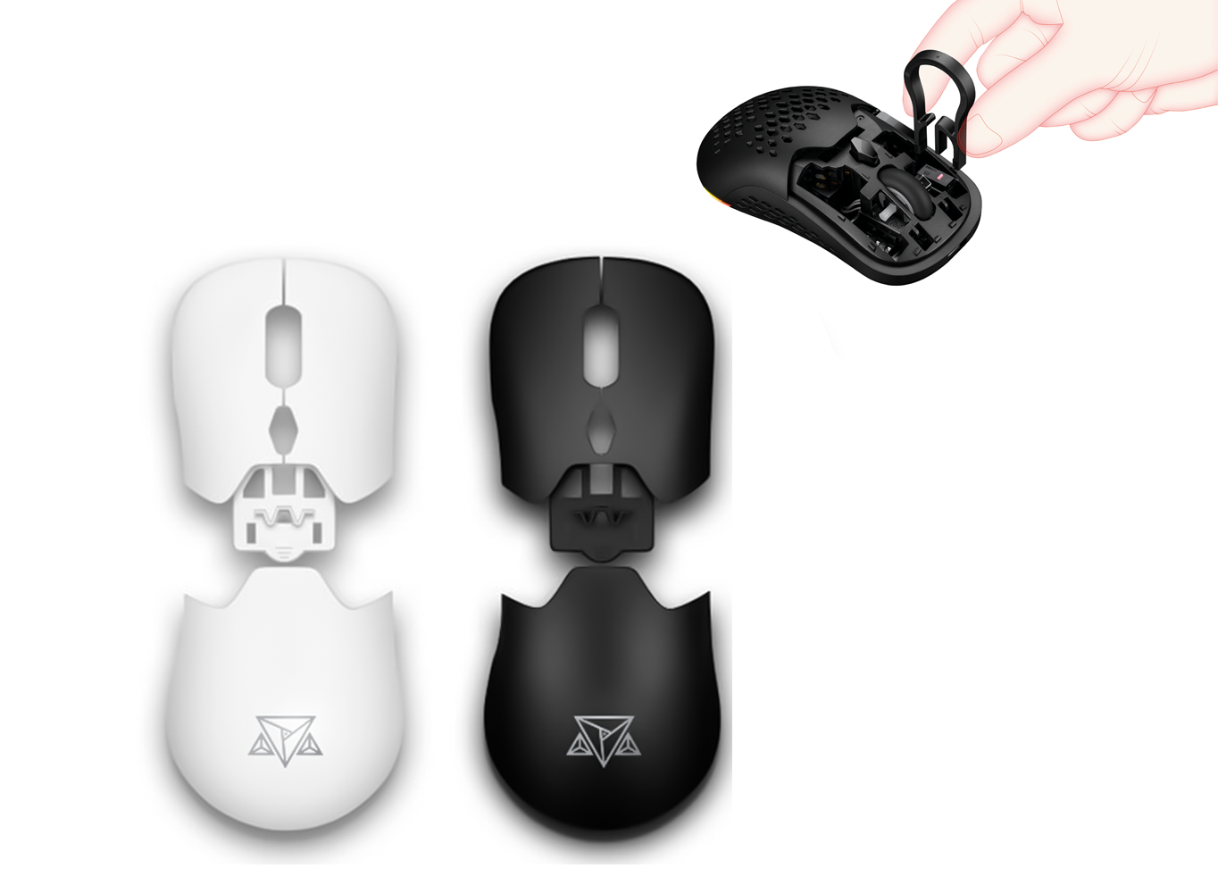 MOUSE GLADIUS M11 - Branco e Preto detalhes